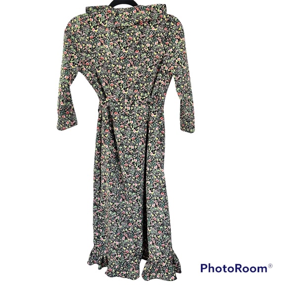 TopShop Green Floral Ruffle Wrap Dress Size 4 - Picture 4 of 8